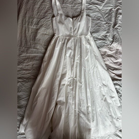 WAYF White Lace Trim Corset Bodice Midi Dress Romantic Fit & Flare XS - Picture 12 of 13